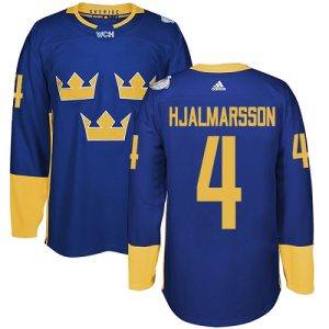 Miehille NHL Ruotsi Team #4 Niklas Hjalmarsson Authentic kuninkaallisen sininen Vieras 2016 World Cup